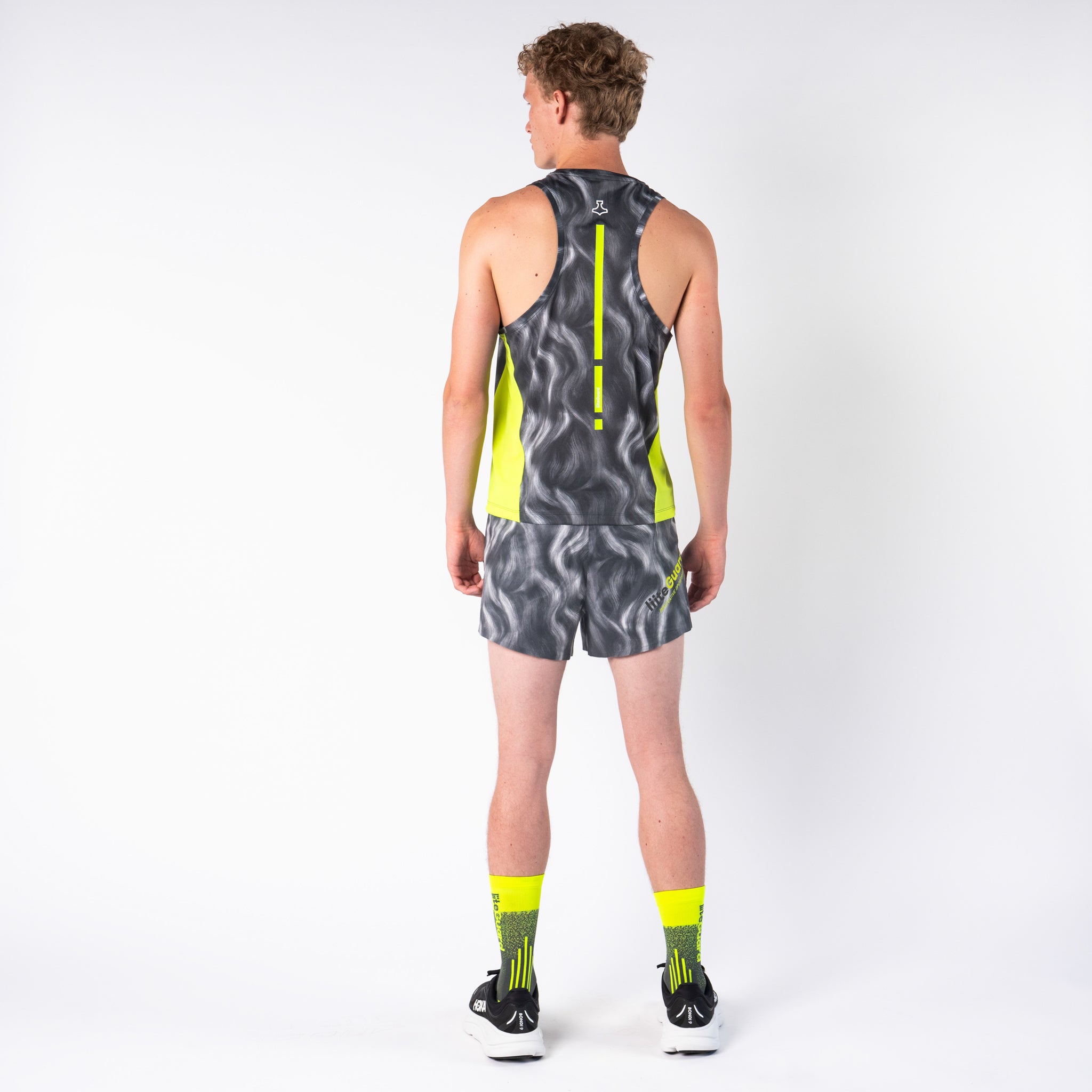 liiteGuard RACE GROUND-TECH SINGLET (MEN) Singlet Grey AOP w. Neon Yellow