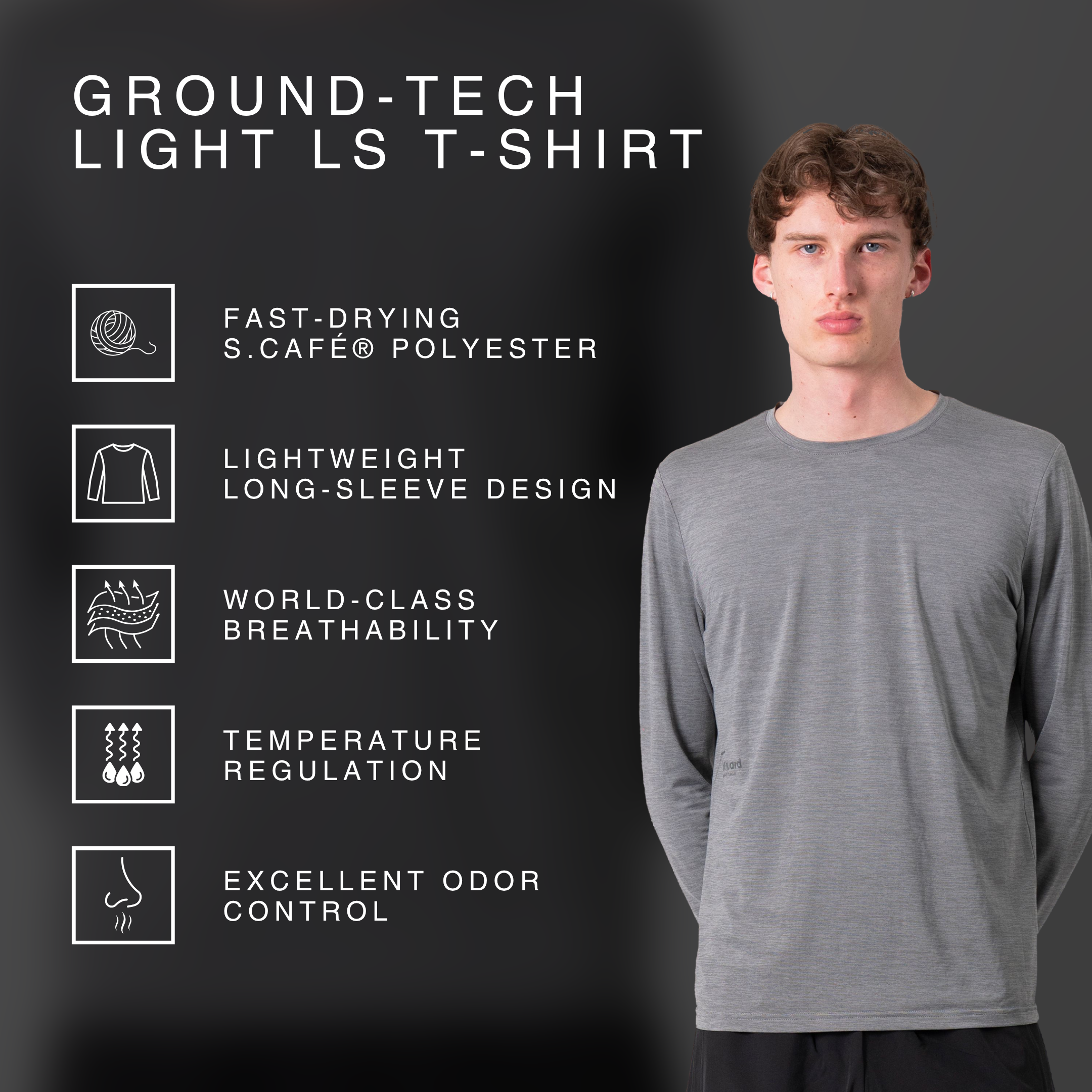 liiteGuard GROUND-TECH LIGHT LS T-SHIRT (MEN) T-shirts Grey Melange