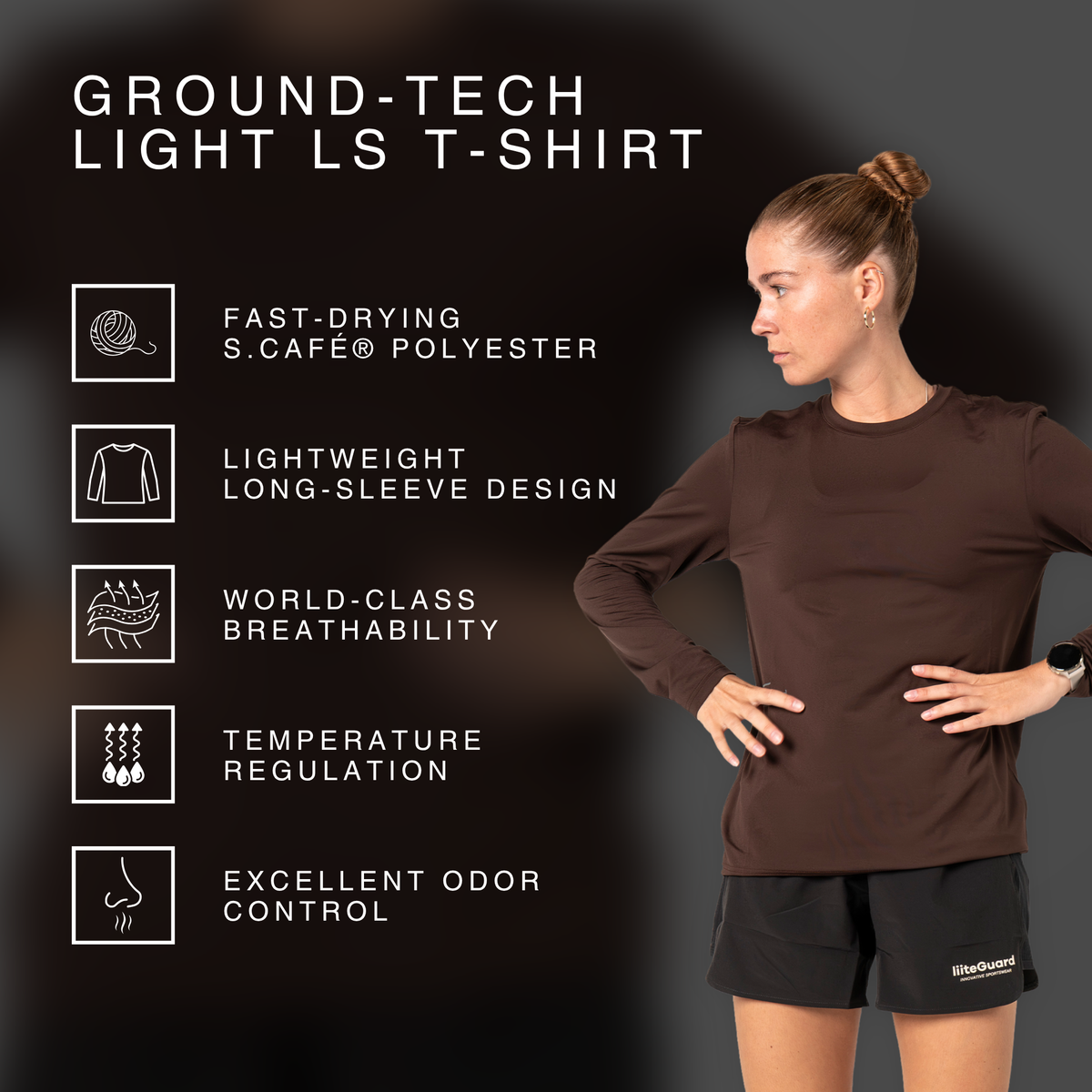 liiteGuard GROUND-TECH LIGHT LS T-SHIRT (WOMEN) Long Sleeve T-shirts Coffee Bean
