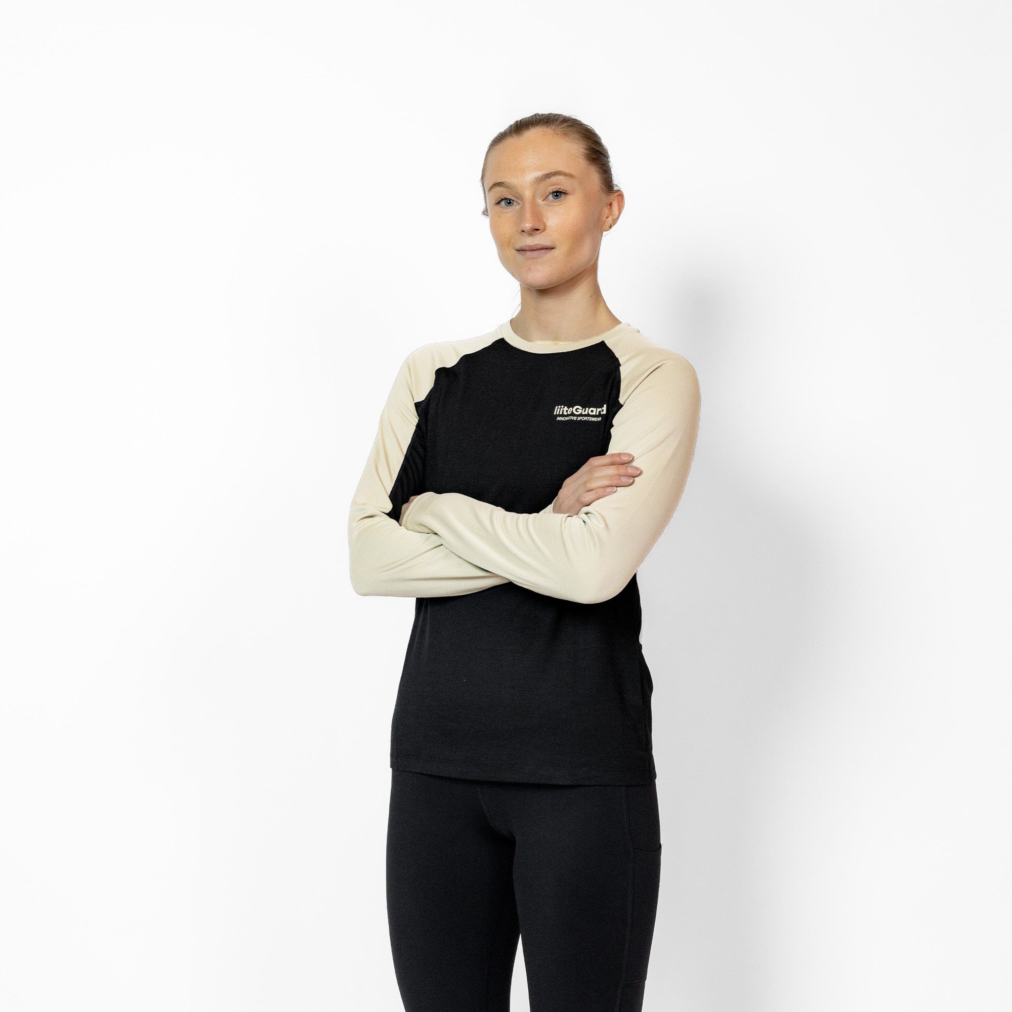 liiteGuard MERINO HYBRID BASELAYER LS (WOMEN) Baselayer Black/Sand