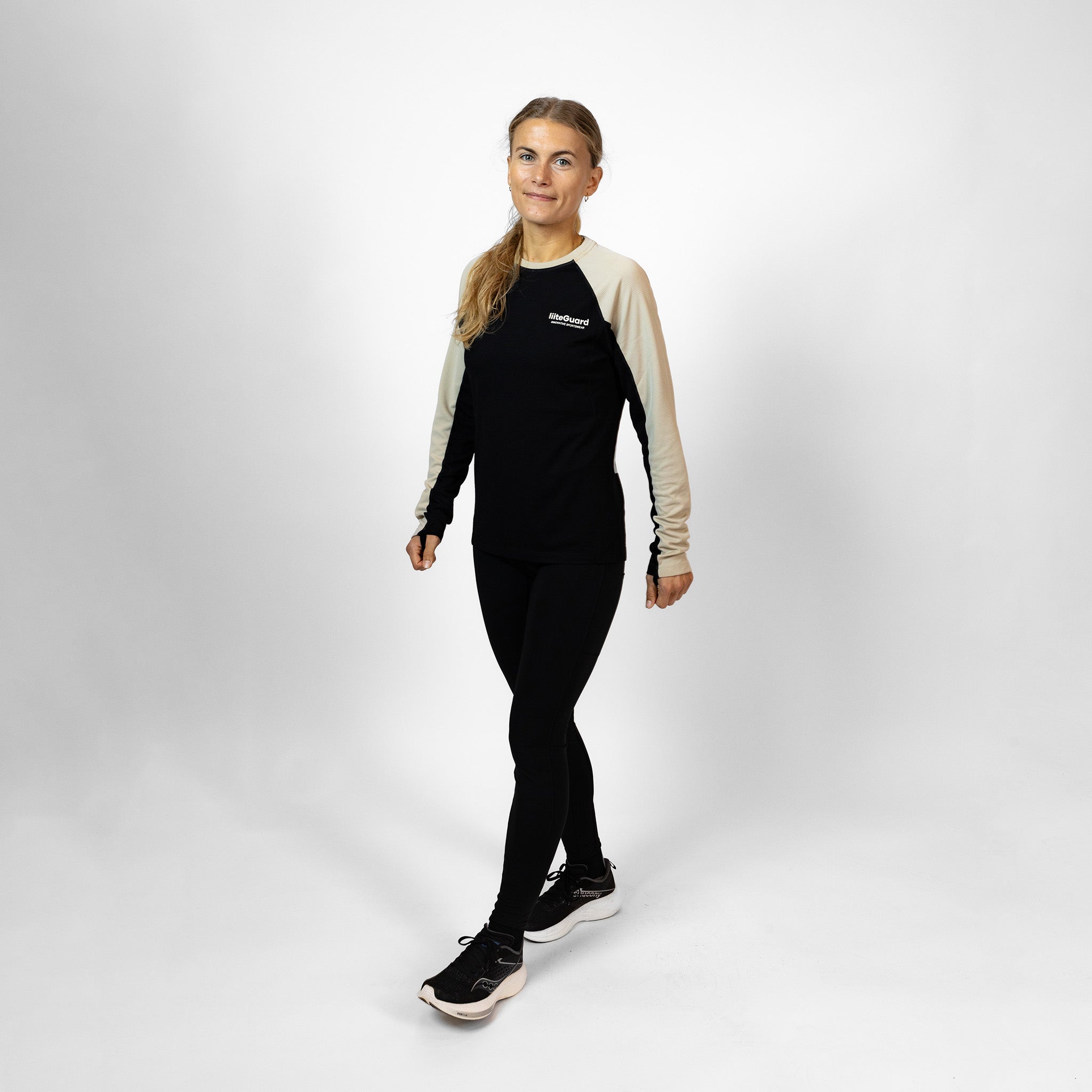 liiteGuard MERINO HYBRID BASELAYER LS (WOMEN) Baselayer Black/Sand