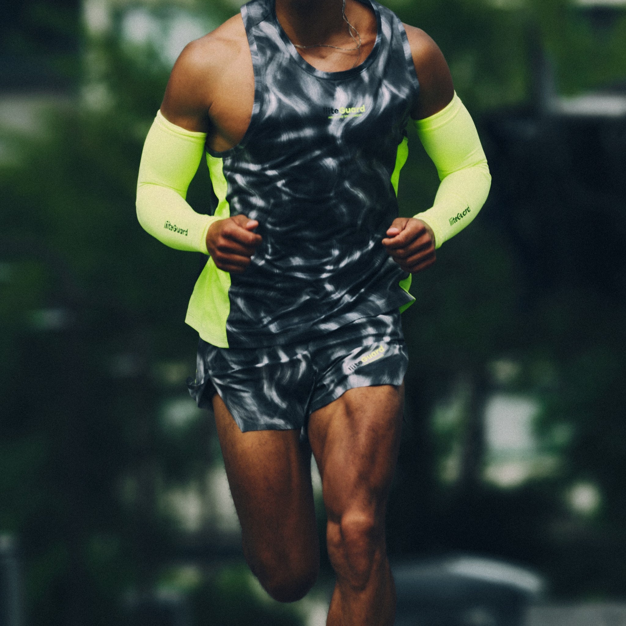 liiteGuard RACE GROUND-TECH SINGLET (MEN) Singlet Grey AOP w. Neon Yellow