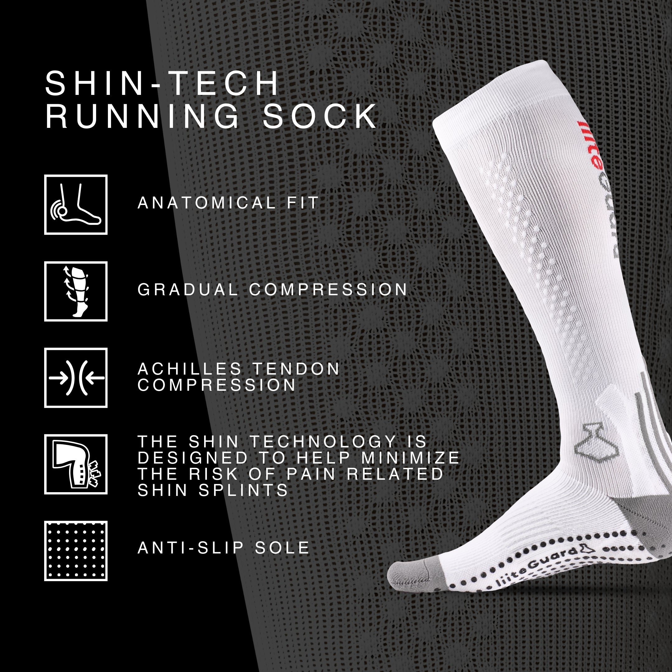 liiteGuard SHIN-TECH RUNNING SOCK Long socks Black
