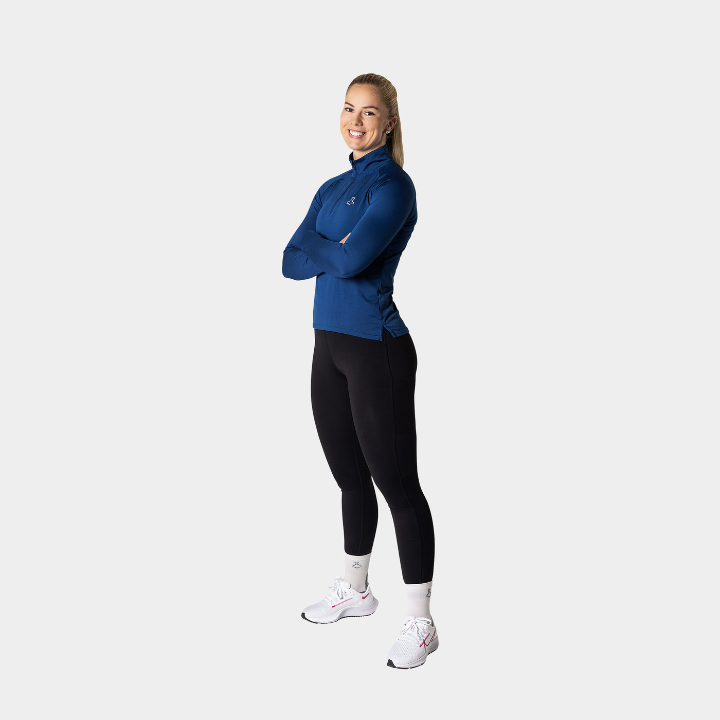 Liiteguard RE-LIITE 1/4 ZIP SHIRT (Damen) Zippers BLAU MELANGE